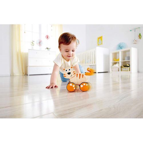  HapeDante Push and Go| Wooden Push, Release & Go Cat Toddler Toy with Wheels