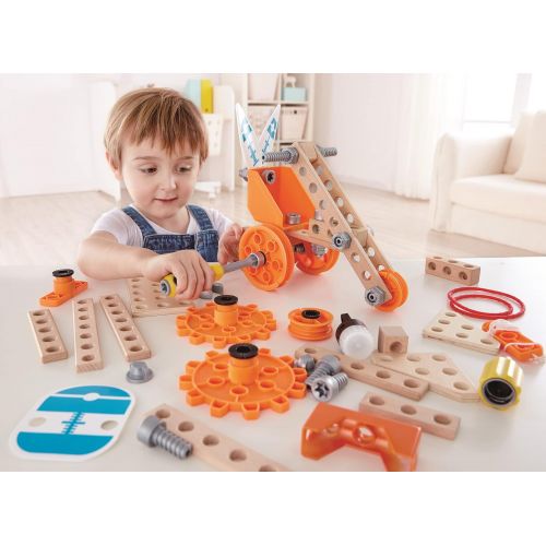  Hape Junior Inventor Deluxe Experiment Kit | 57 Piece Construction Building Toys, STEAM Science Kit for Kids 4 Years and Up