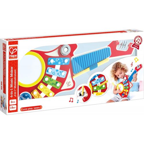  Hape 6-in-1 Music Maker | Colorful 6 Instrument Guitar Shaped Musical Toy for Ages 18 Months+