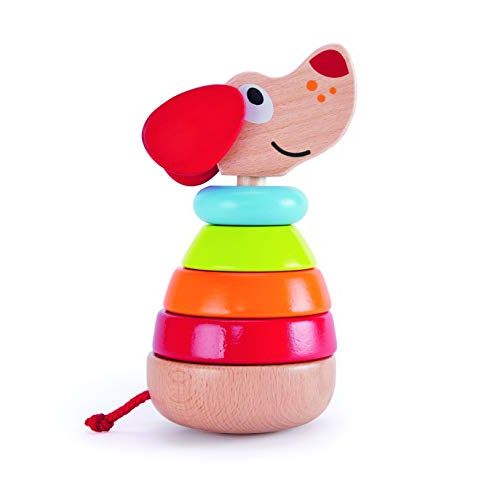  Hape Pepe Sound Stacker| Rainbow Wood Sound Stacker, Cute Puppy Animal Toy for Toddlers 12months and Up