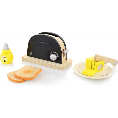  Hape Pop Up Toaster Set in Black and Silver Wooden Play Kitchen Set
