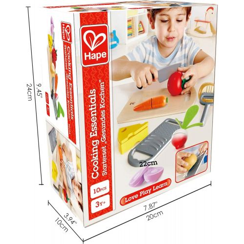 Hape Cooking Essentials Toy | Play Food Cutting Vegetables Set for Kids, Wooden Food Kitchen Accessory Toys