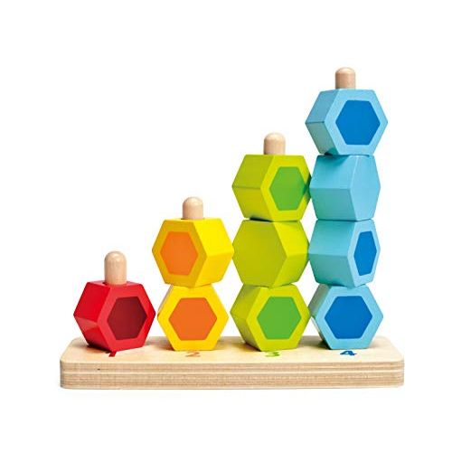  Hape Counting Stacker Toddler Wooden Stacking Block Set