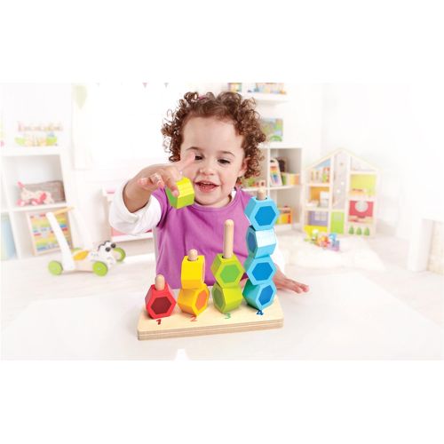  Hape Counting Stacker Toddler Wooden Stacking Block Set