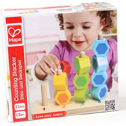  Hape Counting Stacker Toddler Wooden Stacking Block Set