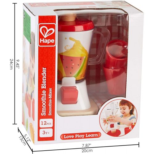  Hape Smoothie Blender | Multicolor Kitchen Smoothie Machine Play Set Complete with Cups & Straws