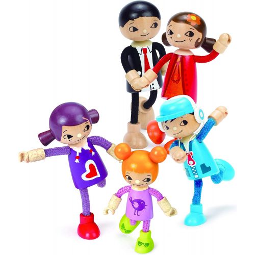  Hape Modern Family 5 Bendable Wooden Doll Set