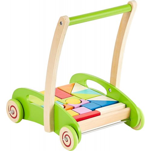  Hape Block and Roll Cart Toddler Wooden Push and Pull Toy