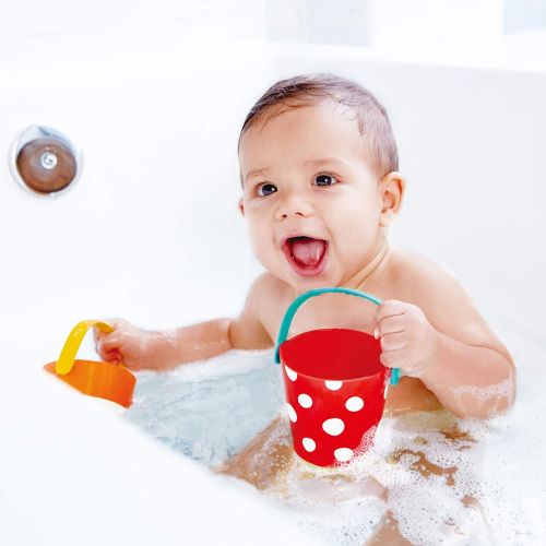  Hape Happy Buckets Set | Three Water Wheel Bath Time Toys For Toddlers, Multicolor