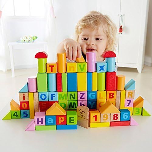  Hape Limited Edition Solid Beech Wood Stacking Blocks with Carrying Sack