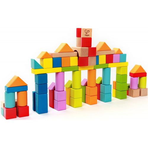  Hape Limited Edition Solid Beech Wood Stacking Blocks with Carrying Sack