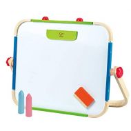 Early Explorer Anywhere Table Top Art Studio by Hape | Award Winning Double-Sided Wooden Kids Easel Whiteboard/Chalkboard with 2 Chalk Pieces, Eraser and Magnetic Wood Clamp for Pa