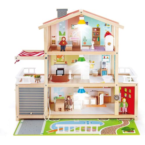  Hape Doll Family Mansion| Award Winning 10 Bedroom Doll House, Wooden Play Mansion with Accessories for Ages 3+ Years