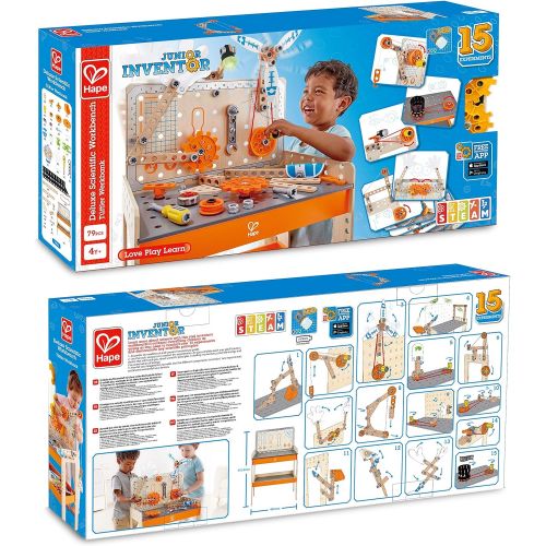  Hape Deluxe Scientific Workbench | Wooden Inventor’s Experiment Building Set, 79 Piece Workshop for Kids