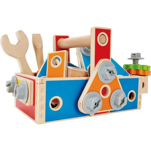  Hape Limited Edition Handyman Go-to-Caddy | Children’s S.T.E.M Wooden Tool Box Builder Set, 72 Piece Tool Box Children’s Toy