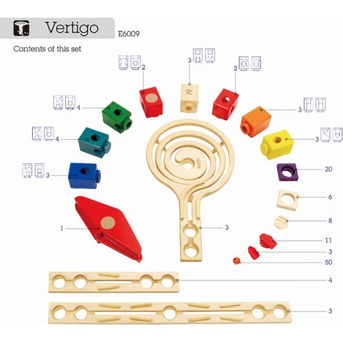  Hape Quadrilla Wooden Marble Run Construction - Vertigo - Quality Time Playing Together Wooden Safe Play - Smart Play for Smart Families