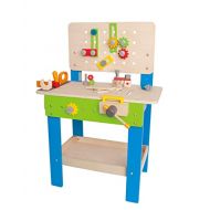 Master Workbench by Hape | Award Winning Kids Wooden Tool Bench Toy Pretend Play Creative Building Set, Height Adjustable 35Piece Workshop for Toddlers