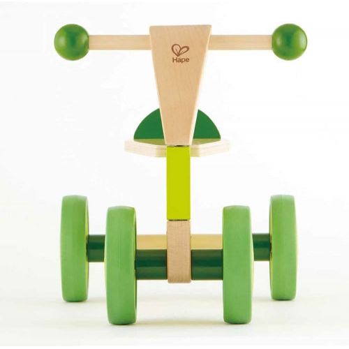 Hape Scoot Around Ride On Wood Bike | Award Winning Four Wheeled Wooden Push Balance Bike Toy for Toddlers with Rubberized Wheels, Bright Green