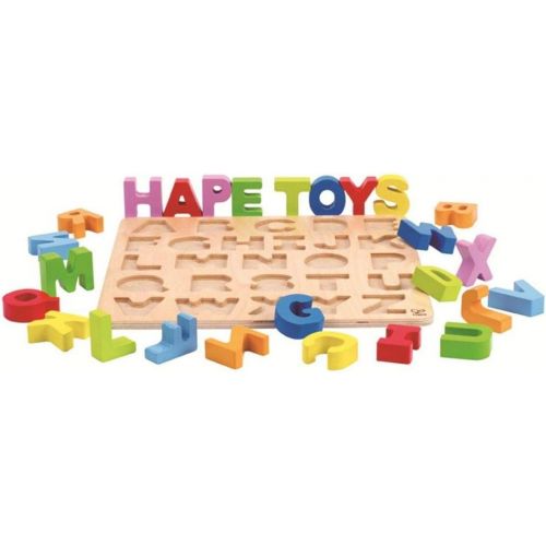  Hape Alphabet Blocks Learning Puzzle | Wooden ABC Letters Colorful Educational Puzzle Toy Board for Toddlers and Kids, Multi-Colored Jigsaw Blocks