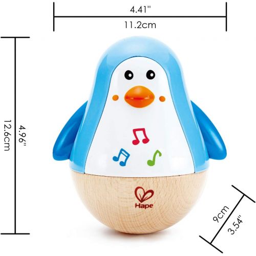  Hape Penguin Musical Wobbler | Colorful Wobbling Melody Penguin, Roly Poly Toy for Kids 6 Months+