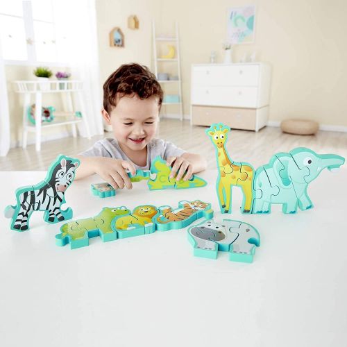  Hape Wooden Animal Parade Building Blocks Alphabet Puzzle and Playset - Educational Wooden Alphabet Puzzle for Children 3 Year and Up