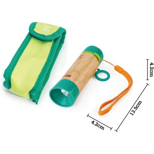  Hape E5579 Hand-Powered Flashlight with Case, Made from Bamboo, Nature Fun, Outdoor Toys