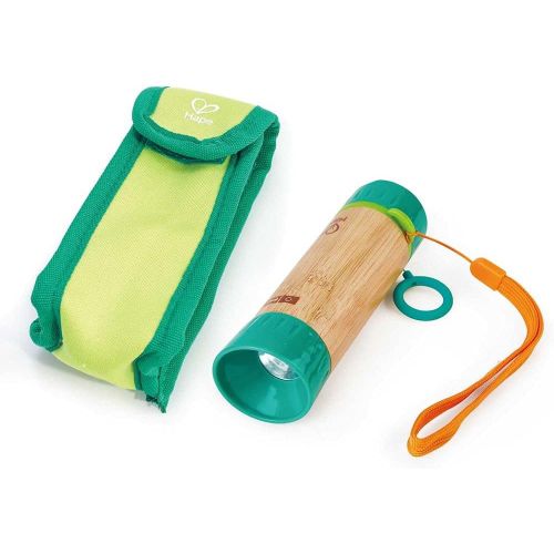  Hape E5579 Hand-Powered Flashlight with Case, Made from Bamboo, Nature Fun, Outdoor Toys