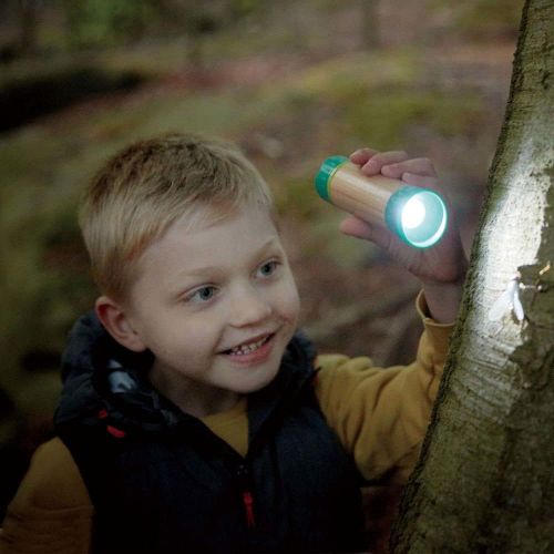  Hape E5579 Hand-Powered Flashlight with Case, Made from Bamboo, Nature Fun, Outdoor Toys