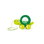 Hape Tito Pull Along | Wooden Turtle with Swirling Shell Pull Toddler Toy, Green