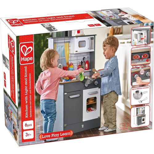  Hape E3166 Childrens Play Kitchen Wooden with Light, Sound and Accessories from 3 Years