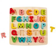 Hape Alphabet Blocks Learning Puzzle | Wooden ABC Letters Colorful Educational Puzzle Toy Board for Toddlers & Kids, Multi-Colored Jigsaw Blocks, 5 x 2