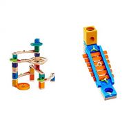 Hape Quadrilla Cliffhanger Wooden Marble Run Blocks Marble Maze Run Set, Early Educational STEM Development Building Toys & Quadrilla Sonic Playground Marble Run Attachment, 13Piec