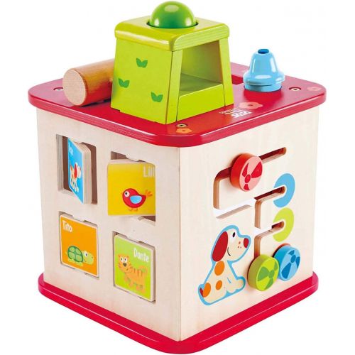  Hape Friendship Wooden Activity Center Play Cube 5-1 Learning Puzzle Toy for Toddlers Five Sided Educational Maze Pepe & Friends