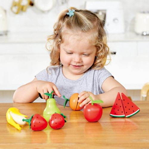  Hape Wooden Healthy Cutting Play Fruits with Play Knife Pretend Play Velcro Wooden Kitchen Toys for Toddlers Age 3Y+