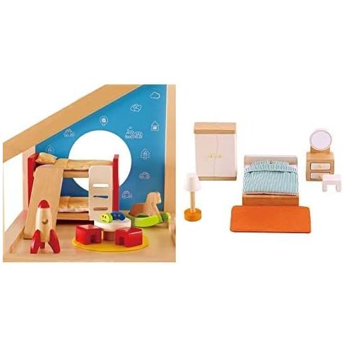  Hape Wooden Doll House Furniture Childrens Room with Accessories & Wooden Doll House Furniture Master Bedroom Set