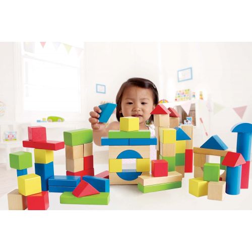  Award Winning Hape Kids Wooden Building Block Set (100 pieces)