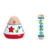 Hape E0332 Rotating Baby Music Box, Spin & Play The Music, Battery Not Needed, 40 x 40 cm, Multicolor & Beaded Raindrops Mini Wooden Musical Shake & Rattle Rainmaker Toy, Blue, Mod