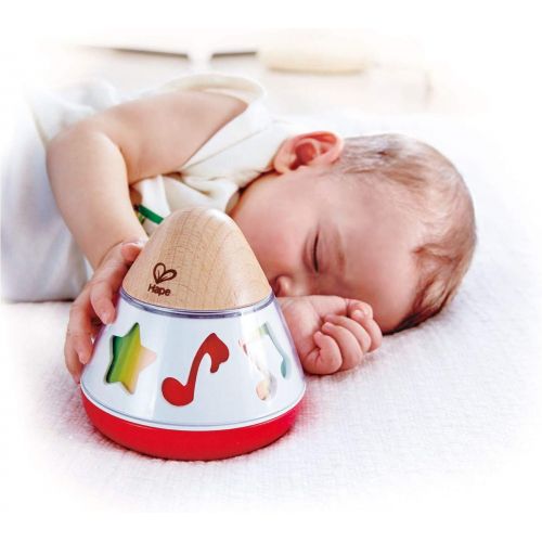  Hape E0332 Rotating Baby Music Box, Spin & Play The Music, Battery Not Needed, 40 x 40 cm, Multicolor & Beaded Raindrops Mini Wooden Musical Shake & Rattle Rainmaker Toy, Blue, Mod