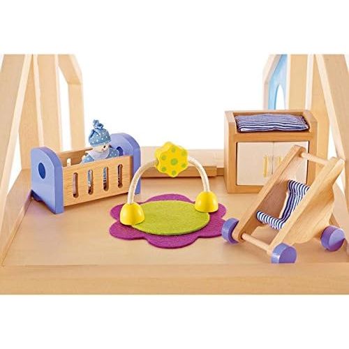  Hape Wooden Doll House Furniture Childrens Room with Accessories & Wooden Doll House Furniture Babys Room Set