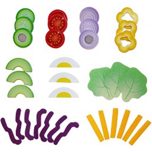  Hape Healthy Wooden Salad Playset 39PCs Pretend Salad Play with Utensils and Ingredients for Toddlers Ages 3 Years and Up