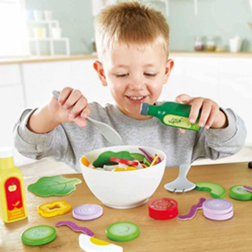  Hape Healthy Wooden Salad Playset 39PCs Pretend Salad Play with Utensils and Ingredients for Toddlers Ages 3 Years and Up