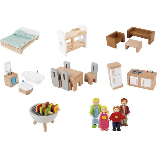  Hape Kids 10 Room Extravagant Wooden Family Play Mansion Doll House Bundle with Wooden Dollhouse Family Play Toy Car Accessory for Ages 3 and Up