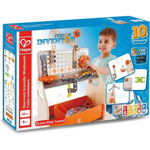  Hape Discovery Scientific Workbench | Kids Construction Toy, Children’s Workshop with Over 10 Possible Creations, Toys for Kids 4+