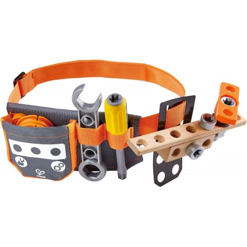  Hape Junior Inventor Scientific Tool Belt | 19 Piece Utility Component STEAM Tool Storage Belt for Children +4 Years