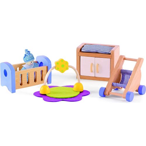  Hape Wooden Doll House Furniture Babys Room Set