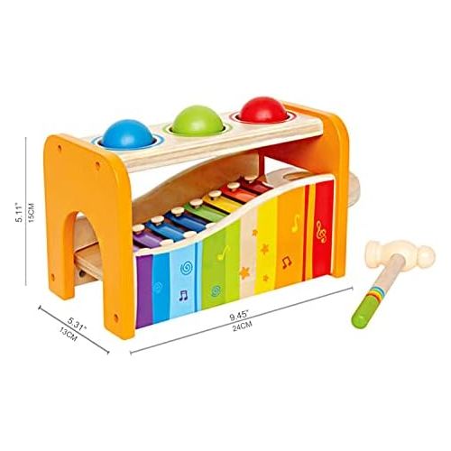  Hape Pound & Tap Bench with Slide Out Xylophone - Award Winning Durable Wooden Musical Pounding Toy for Toddlers, Multifunctional and Bright Colours, Yellow