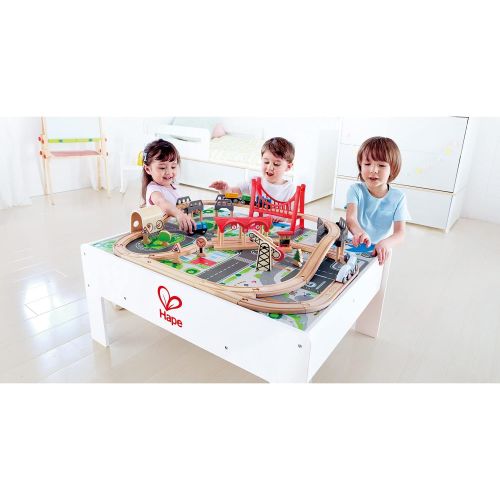  Hape Railway Play and Stow Storage and Activity Table for Wooden Trainsets