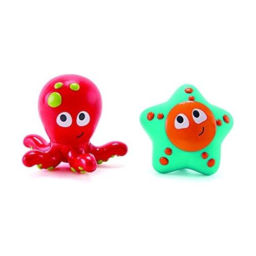  Hape Ocean Floor Squirters | Colorful Baby & Toddler Bath Toys, Colorful Baby & Toddler Bath Toys, Silicone and Non-Toxic Set, Water Spouting and Suction, Octopus & Starfish