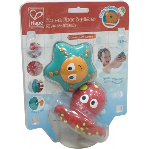  Hape Ocean Floor Squirters | Colorful Baby & Toddler Bath Toys, Colorful Baby & Toddler Bath Toys, Silicone and Non-Toxic Set, Water Spouting and Suction, Octopus & Starfish