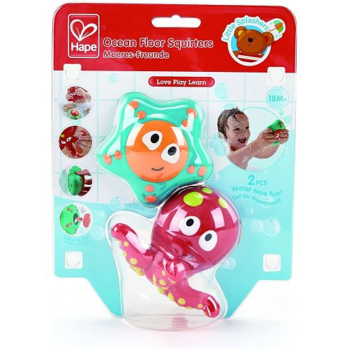  Hape Ocean Floor Squirters | Colorful Baby & Toddler Bath Toys, Colorful Baby & Toddler Bath Toys, Silicone and Non-Toxic Set, Water Spouting and Suction, Octopus & Starfish